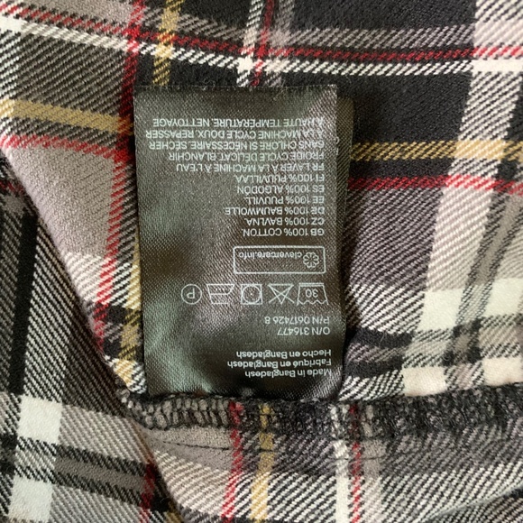 H&M Divided Plaid Flannel Shirt Black Red White Yellow Size XS - Picture 4 of 6